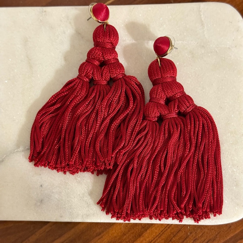 ❤️BaubleBar Bold Red Tassel Earrings